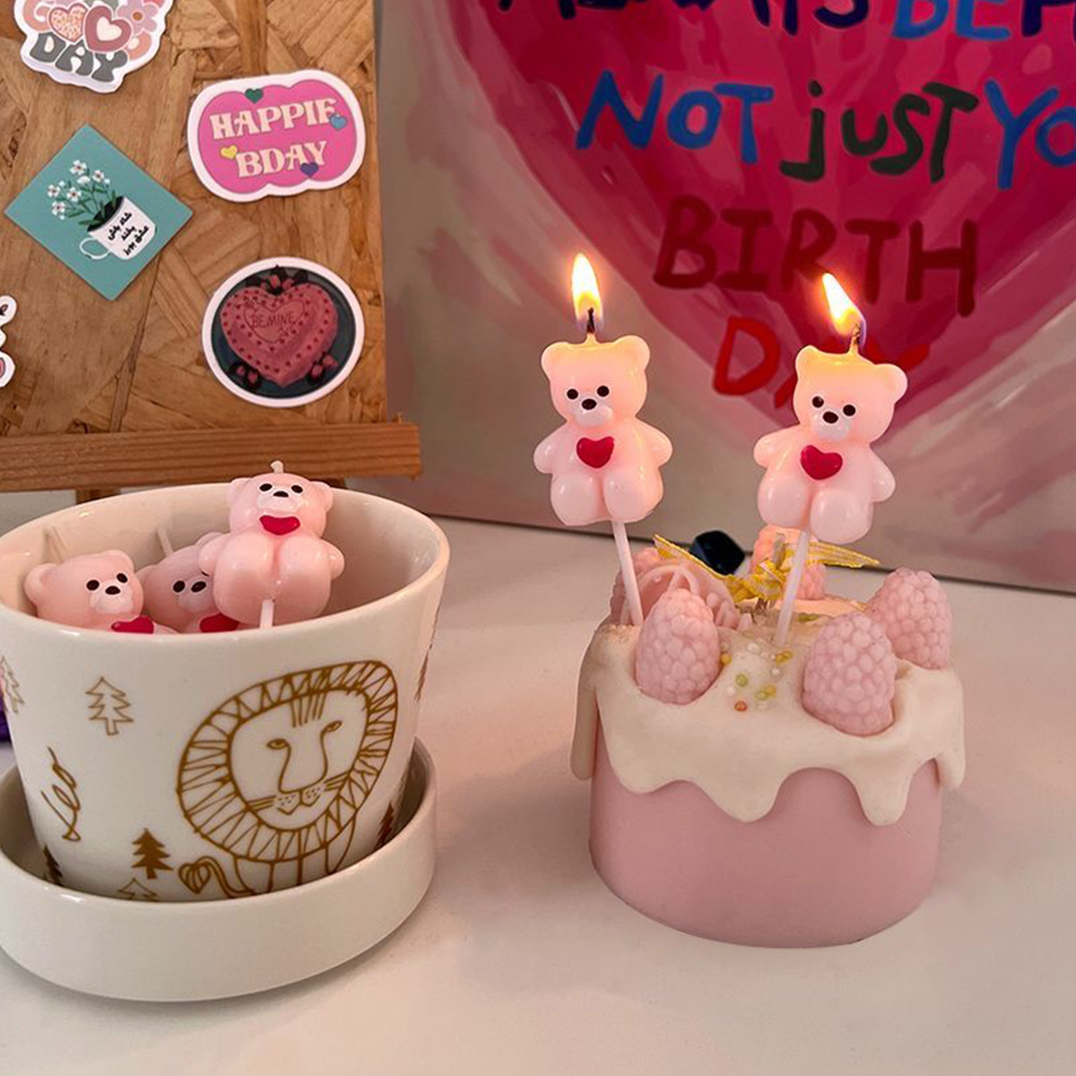 5pcs Cartoon Hug Bear Candle S - Candle Supplies Kit ulasan dan harga
